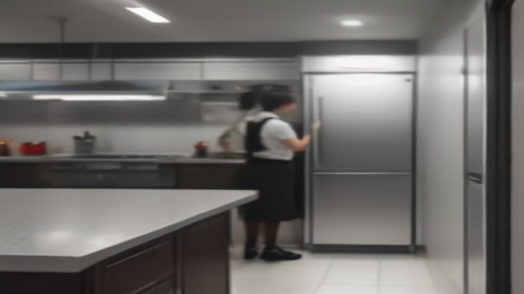 Kitchen manager comparing drawer and door undercounter refrigerator layouts on a busy cook line