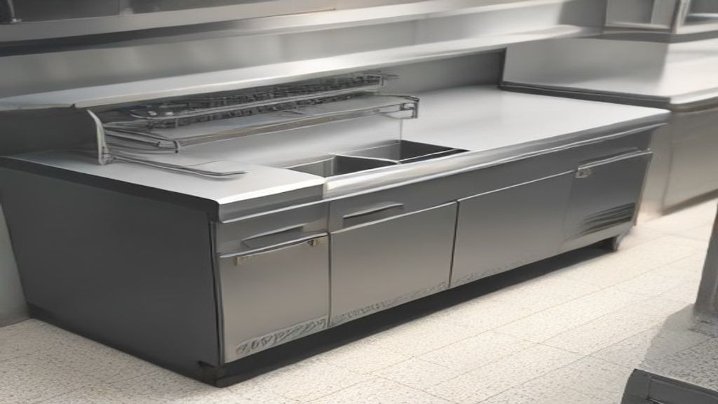 48 inch undercounter refrigerator installed under a commercial kitchen prep counter