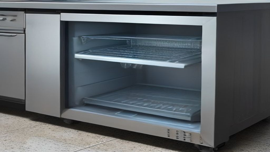 Clean condenser grille on a commercial undercounter refrigerator after routine kitchen maintenance