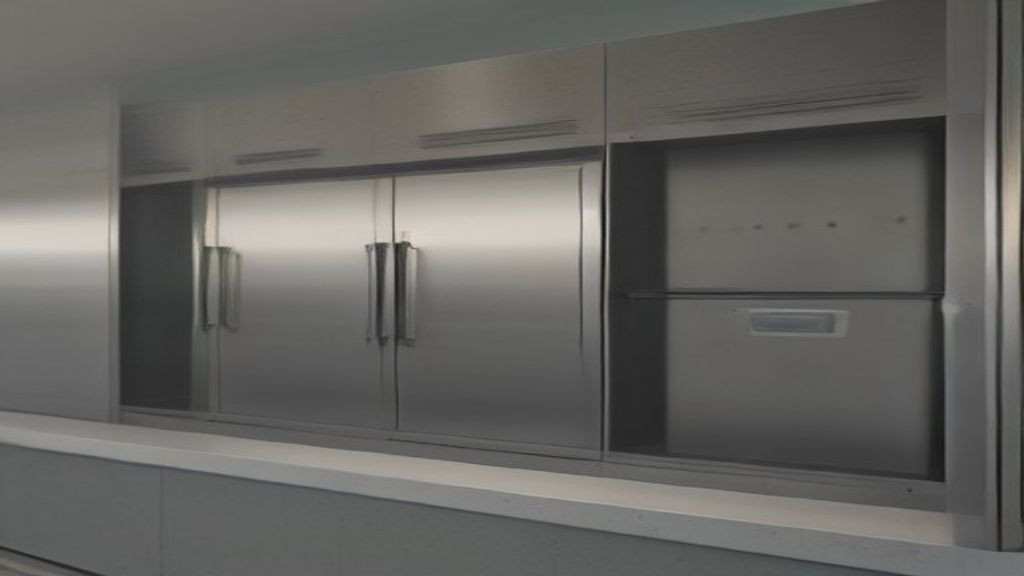 Kitchen manager comparing door and drawer undercounter refrigerator layouts on a prep line