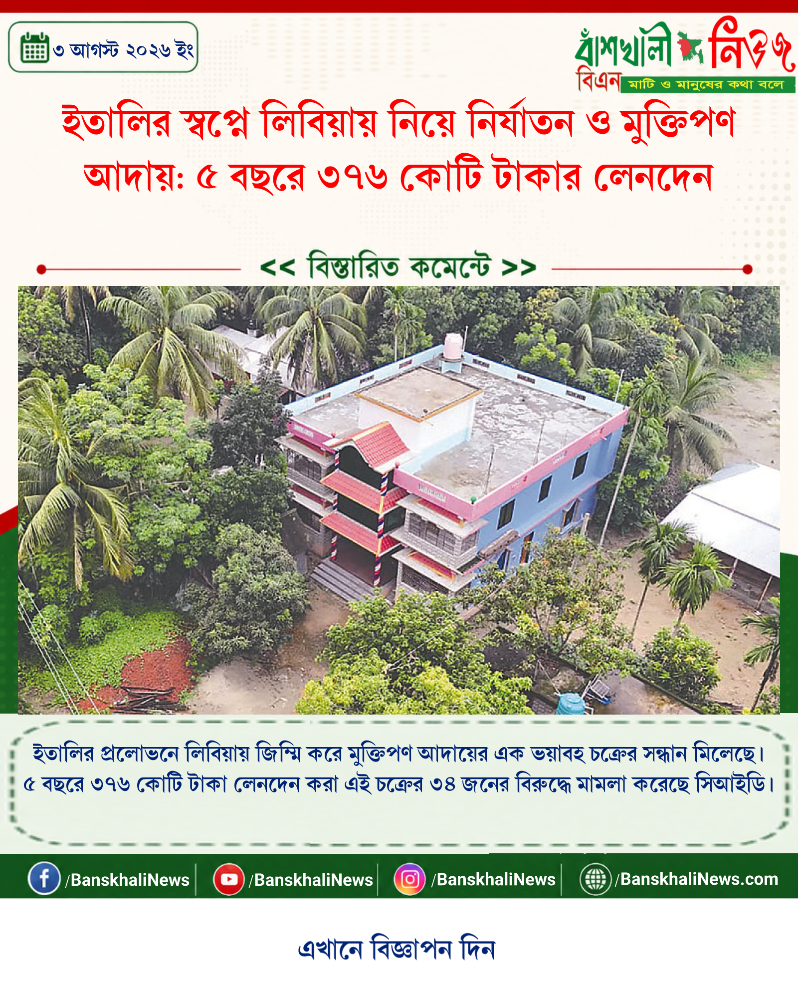 ইতালির স্বপ্নে লিবিয়ায় নিয়ে নির্যাতন ও মুক্তিপণ আদায়: ৫ বছরে ৩৭৬ কোটি টাকার লেনদেন