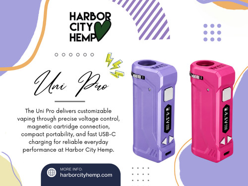 One of the biggest advantages of the Uni pro is the ability to adjust voltage instead of relying on a single power level. That flexibility allows users to match the output to different cartridges rather than forcing every cartridge to perform under the same conditions.

For more info visit here: https://harborcityhemp.com/product/yocan-uni-pro/

Contact: Harbor City Hemp
Address: 186 Specialty Pt, Sanford, FL 32771
Phone: 619-639-4386

Read Our Blogs:
https://sites.google.com/view/harborcityhemp/thc-hard-candy
https://harborcityhemp.mystrikingly.com/blog/50mg-thc-gummies
https://harborcityhemp.medium.com/50mg-gummies-83b810c333e6

More Links:
https://www.friend007.com/harborcityhemp
https://www.scribd.com/user/921597041/Harbor-City-Hemp
https://tap.bio/@harborcityhemp