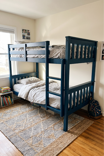 Blue double bunk bed for colour-led shared rooms.png