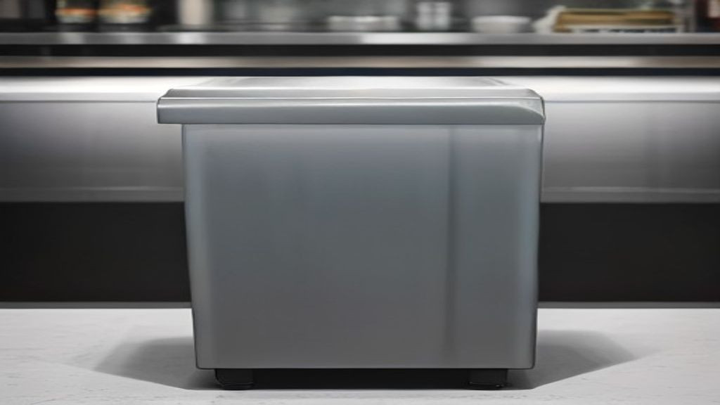 Clean commercial ice machine bin and scoop area at end of service