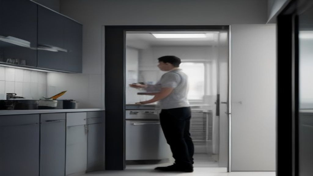 Kitchen manager checking milk cooler capacity and door access on the line