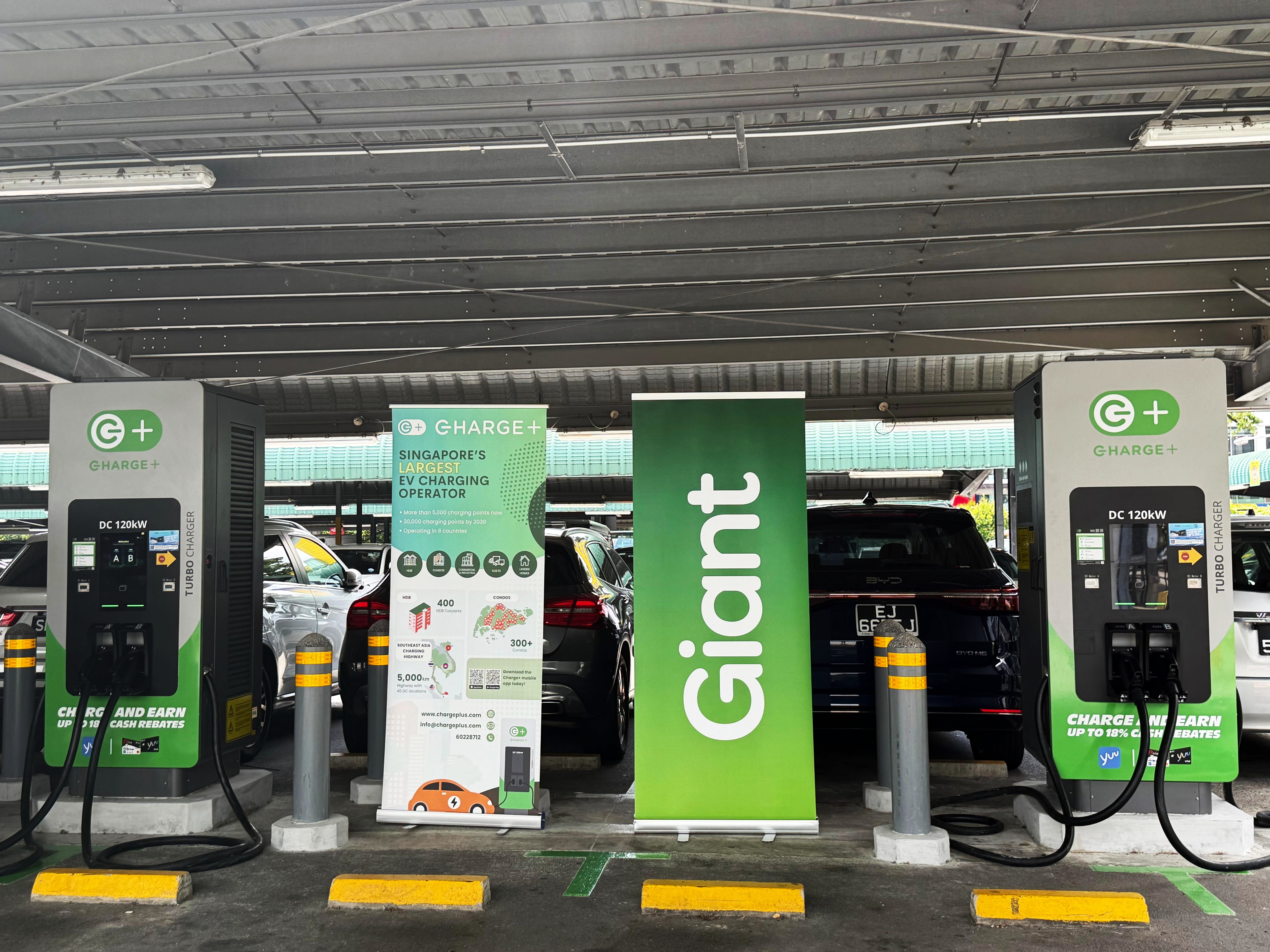 Charge+ DC turbo chargers installed at Tampines Retail Park