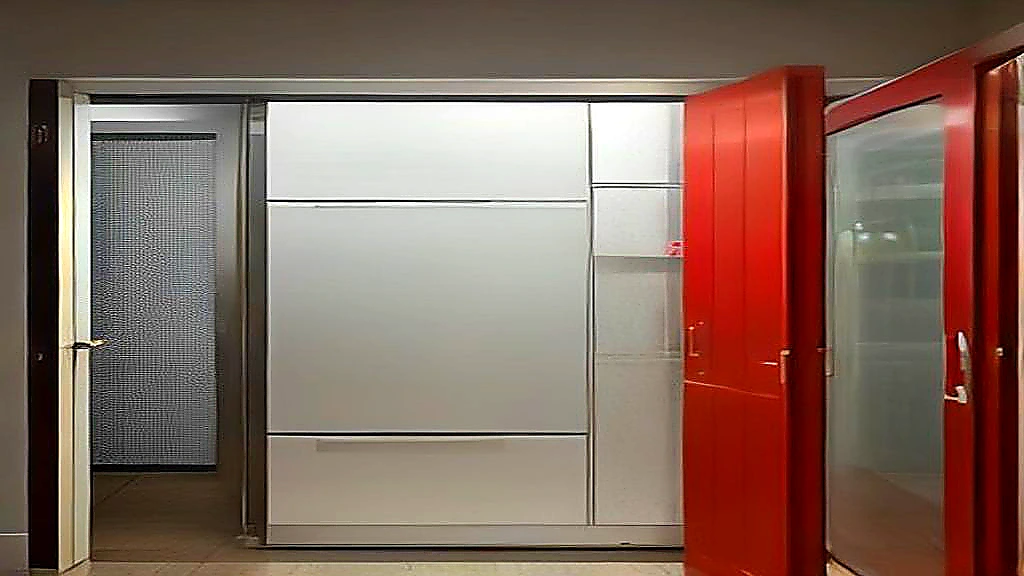 Installer assembling insulated walk-in refrigerator panels beside a remote condenser area in a commercial kitchen remodel