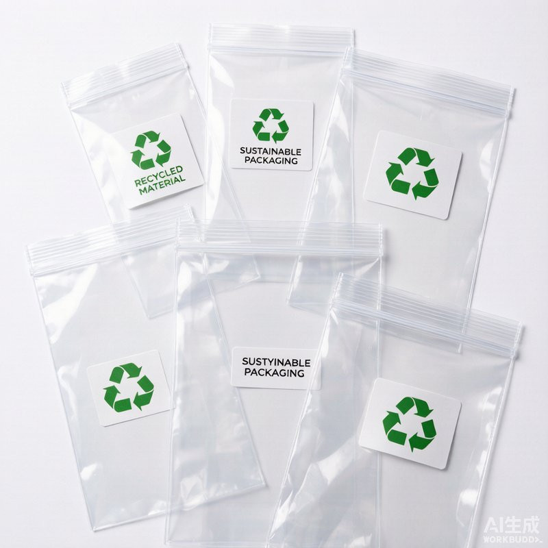 Sustainable recycled plastic packaging bags with eco-labeling