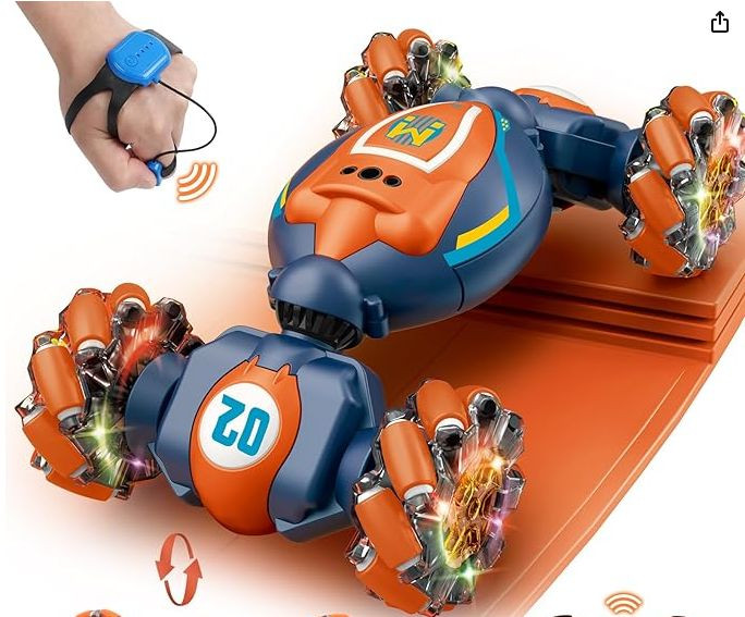Gesture Sensing RC Stunt Car for Kids 6-12 – 4WD Hand Control Twist Car with Lights & Music
