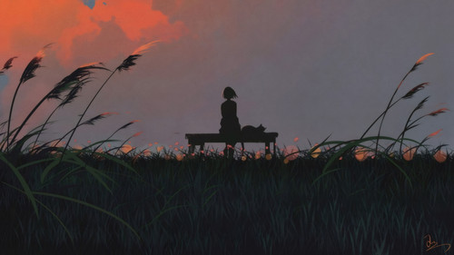 Wallpaper Alchemy Anime Girl Sunset Bench Wallpaper 4K.jpg