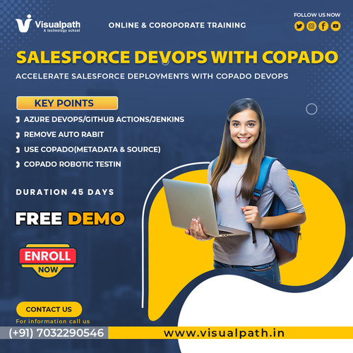 Visualpath offers Salesforce DevOps Course with live online classes, hands-on projects, and practical learning. Our Salesforce DevOps Online Training covers Git, CI/CD pipelines, automation, testing, and release management using real-time scenarios. Salesforce DevOps Training In Bangalore includes expert trainers, flexible schedules, free demo sessions, career support, and corporate training. Call +91 7032290546.

Website: https://www.visualpath.in/online-salesforce-devops-training.html
WhatsApp: https://wa.me/c/917032290546
Visit Blog: https://visualpathblogs.com/category/salesforce-devops-with-copado/