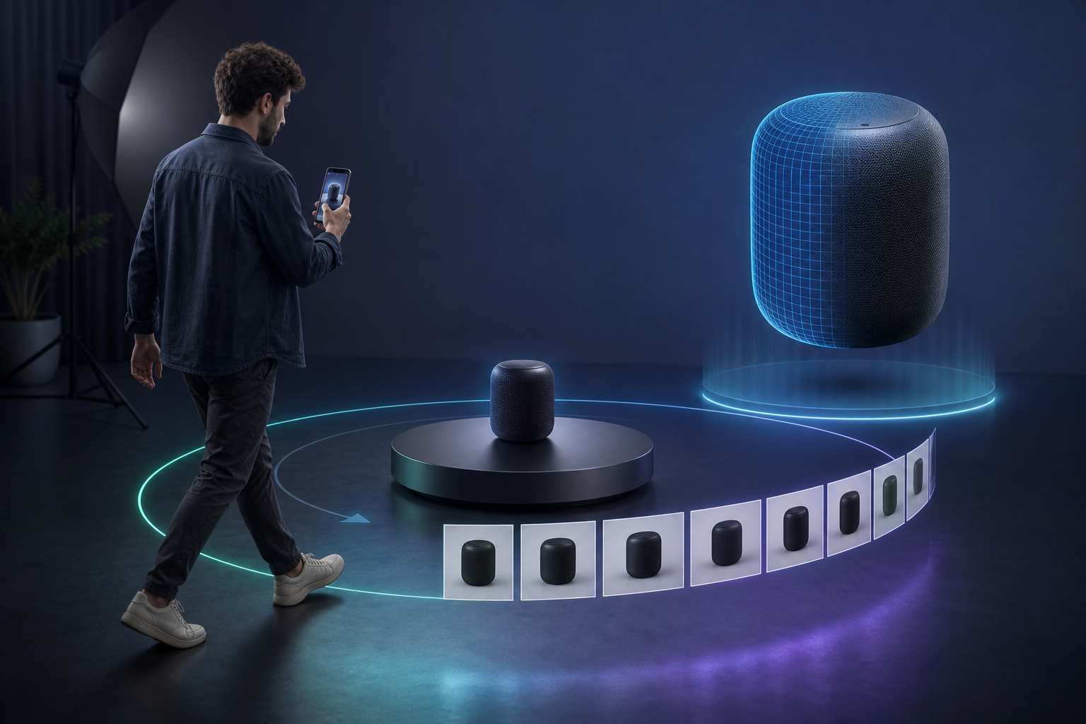 Phone-guided 3D capture orbit
