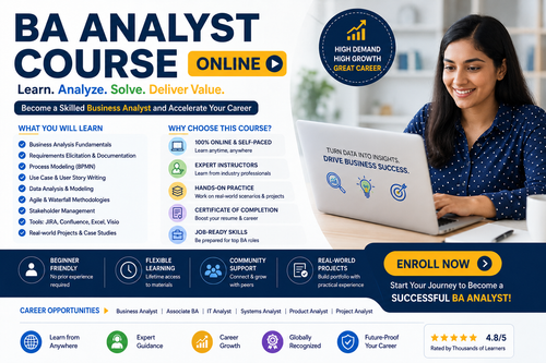 Online Business Analyst Classes offer structured learning to help participants master business analysis methodologies and tools. The classes cover requirement gathering, process mapping, Agile practices, and business process modeling. Interactive sessions and practical exercises enhance understanding and skill development. Learners gain real-world exposure through project-based learning and case studies. These classes prepare students for Business Analyst roles across various industries.
visit us :https://onlineitguru.com/business-analyst-training.html