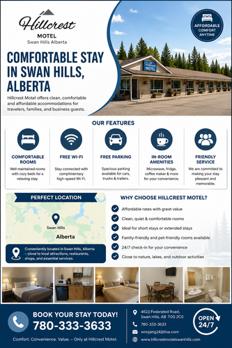 Affordable and Comfortable Stay at Hillcrest Motel Swan Hills, Alberta.png