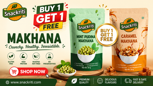 Buy 1 Get 1 FREE on Snackriti Makhana Shop Now.png