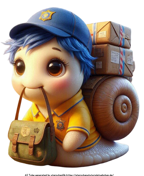 A whimsical Pixa drawing of a cute snail in a yellow mail un (2)
