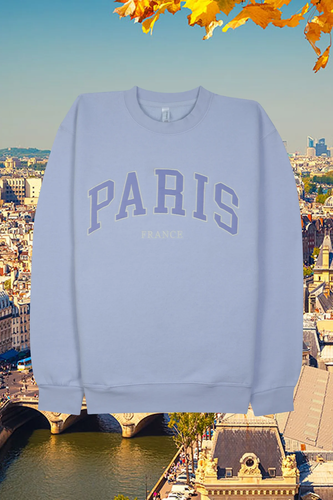 Adult Side Pocket Crewneck Sweatshirt "PARIS FRANCE" Chest Embroidery - Pastel Periwinkle.png