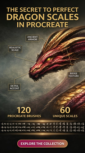 Dragon scales Procreate cheat sheet 202607040921 x4