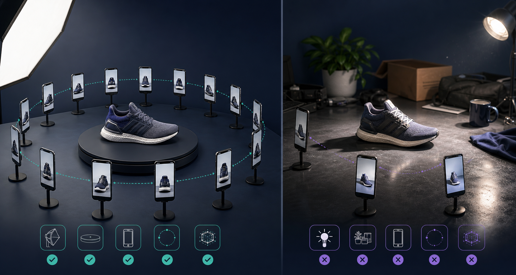 Clean versus poor Shopify 3D capture setup