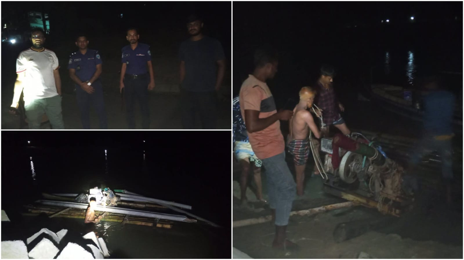 লামা নদীতে গভীর রাতের অভিযান, শ্যালো মেশিন-পাইপ জব্দ