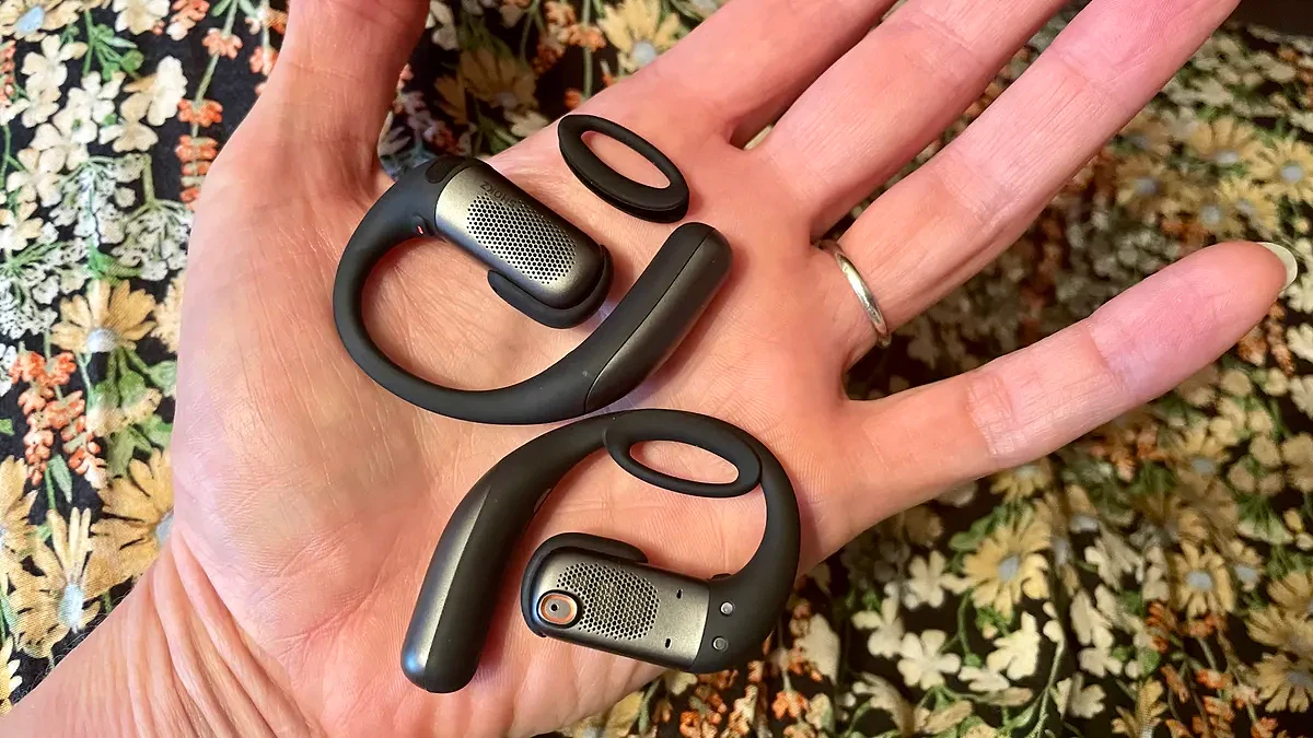 Noting the little security rings on the Shokz OpenFit Pro, which are easy to fit