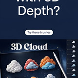 3D cloud Procreate stamps 202607050814 x4
