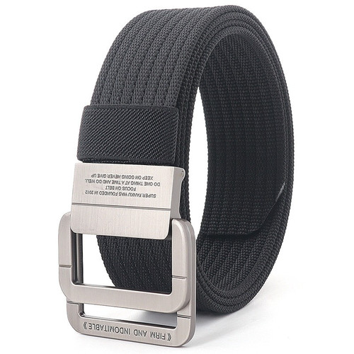 DBELT BK Double Ring Buckle Woven Tactical Belt 120cm Black.jpg