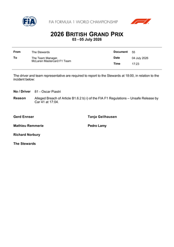 [British GP]Doc 55 Summons Car 81 Alleged unsafe release by Car 41 page 1.png