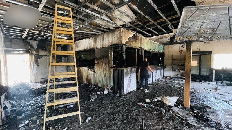 صورة| مستوطنون أحرقوا كافتيريا بجانب مدخل جامعة الزيتونة بين بلدة اللبن الشرقية ومدينة سلفيت....