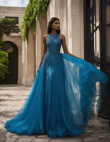 Generate me a blue beads haute couture fabric whic.webp