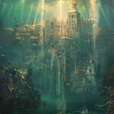 sunken city art stockcake