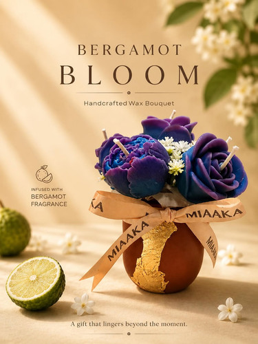 Handmade Bergamot Flower Bouquet Candle | MIAAKA.jpg
