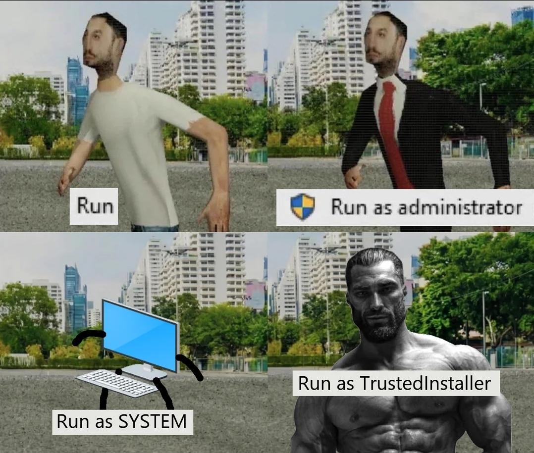 程序员 reaction：RunasTrustedlnstaller