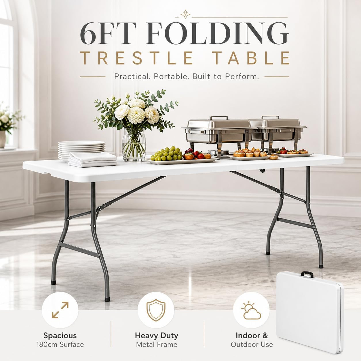 6ft trestle table folding detail