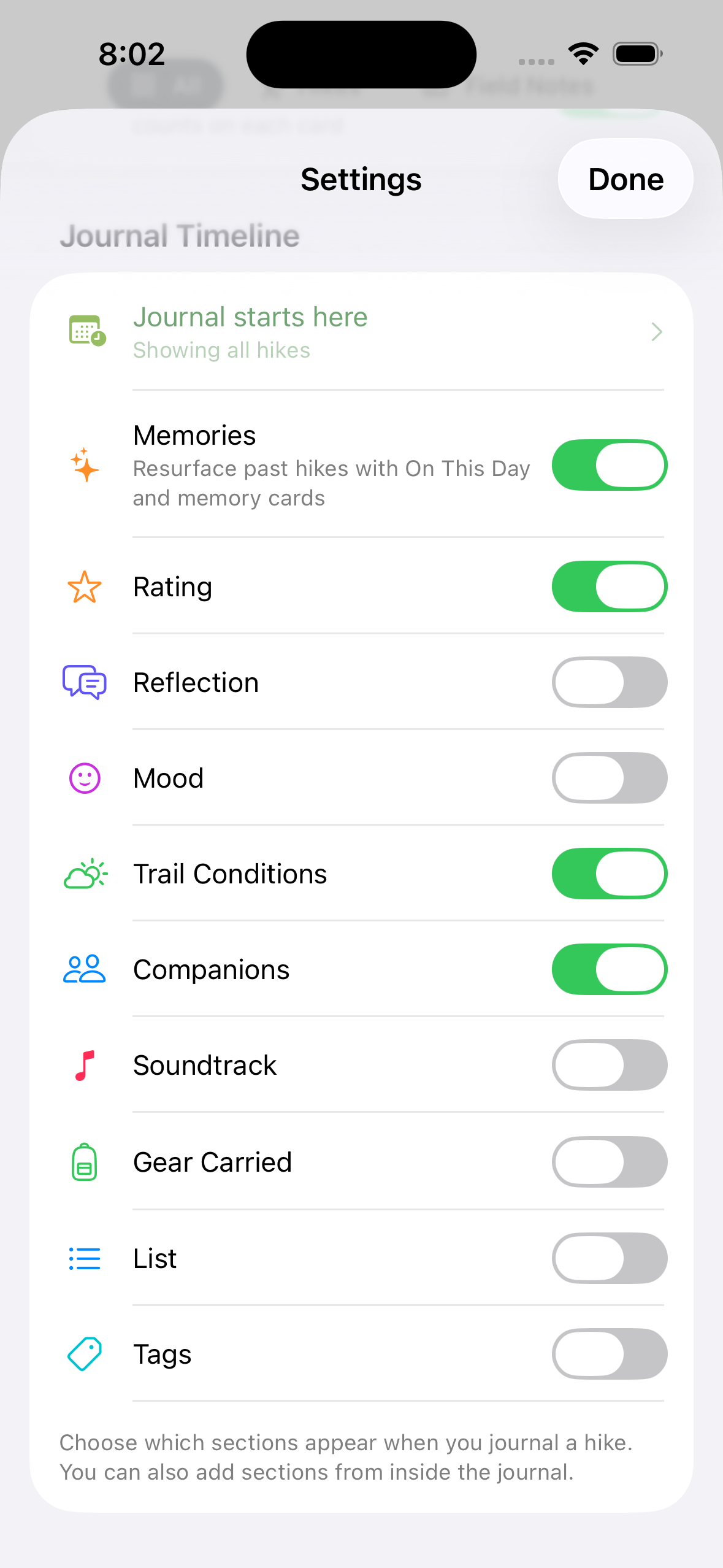 Settings screenshot