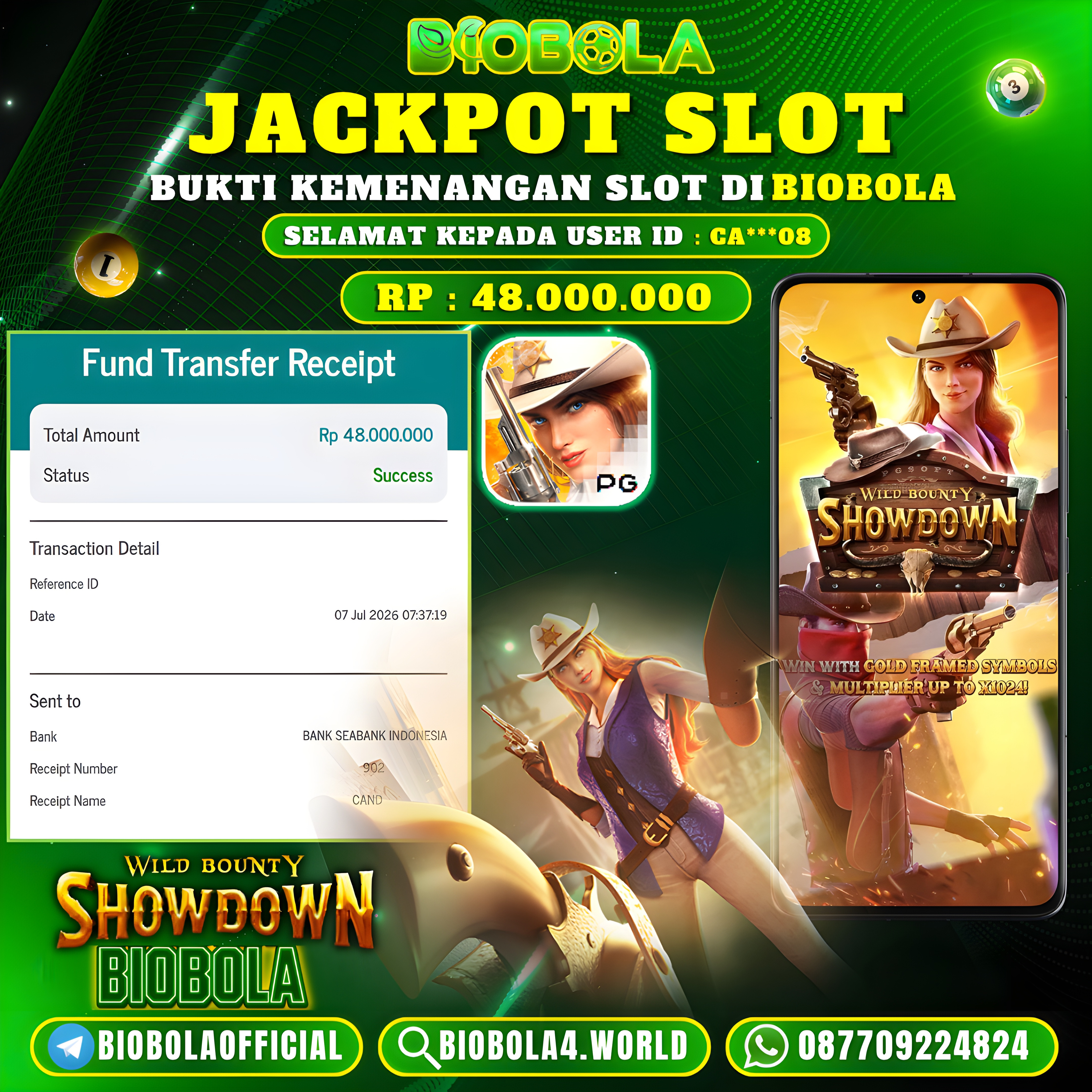 JP " Wild Bounty Showdown " PG SOFT)  48.000.000 JT BIOBOLA DI BAYAR LUNAS !!