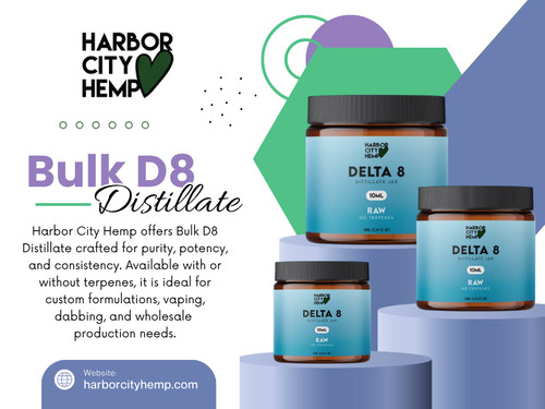 Bulk D8 Distillate is a high-purity Delta-8 THC extract commonly purchased by manufacturers, wholesalers, and brands for producing vape cartridges, gummies, tinctures, capsules, and other hemp-derived products, offering excellent versatility, consistent potency, and cost-effective large-volume sourcing.

Click here for more information: https://harborcityhemp.com/product/delta-8-distillate/

Harbor City Hemp

Address: 186 Specialty Pt, Sanford, FL 32771, USA
Phone: +1-619-639-4386

Read Our Blogs:
https://v.gd/azX2O8
https://is.gd/EmE0N7
https://tinyurl.com/29fgcezf

More Links:
https://tinyurl.com/2ym62s9v
https://v.gd/Ugg2W5
https://is.gd/qBAlBT