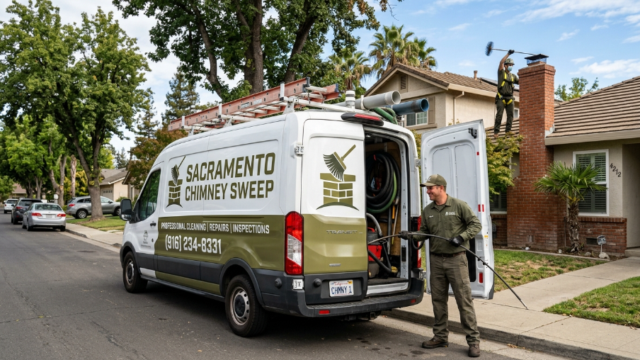 Sacramento Chimney Sweep Team at Work