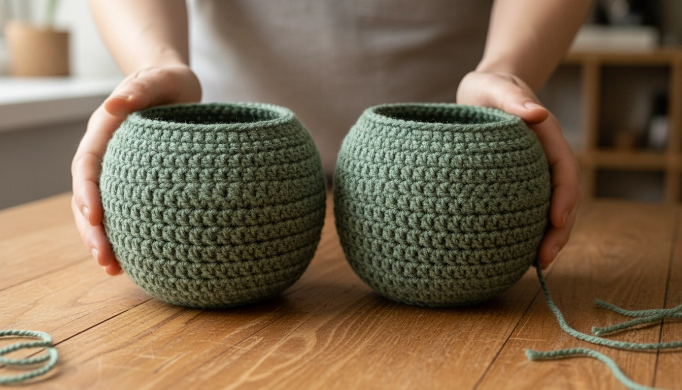 Close-up of structured sage green crochet bralette cups showing dense stitch definition.