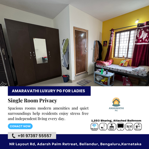 Enjoy peaceful and independent living at Amaravathi Luxury PG for Ladies
