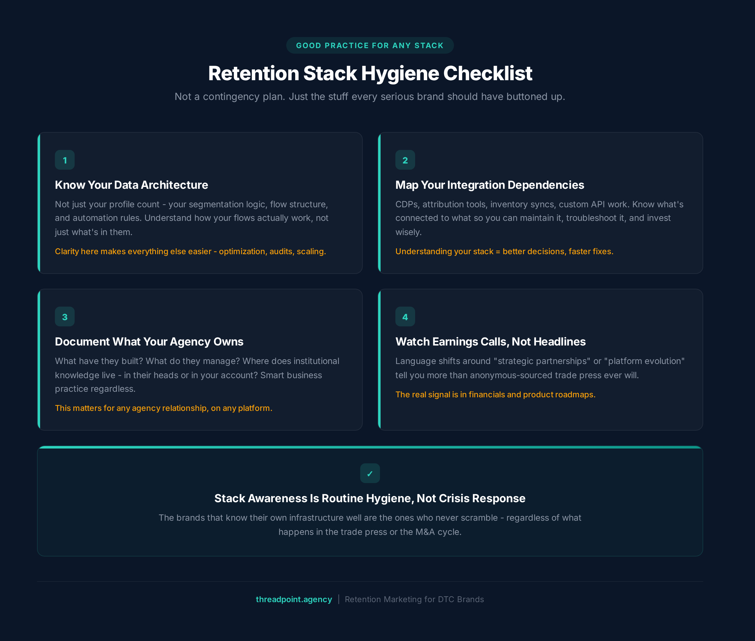 Retention Stack Hygiene Checklist - 4-point checklist for DTC brands
