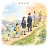 1. 人の一生（ひとのいっしょう）— kehidupan manusia, sepanjang hidup manusia