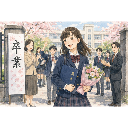 17. 学校を出ます（がっこうをでます）— tamat atau lulus sekolah.png
