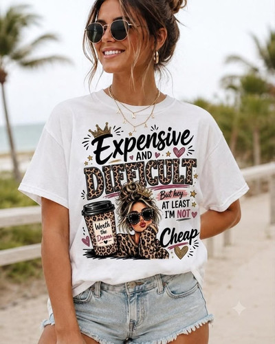Expensive and Difficult Shirt, Hot Princes Shirt, Cute Queen Comfort Colors Shirt, Summer Leopard Wo.jpg