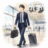 144. 出張します — dinas, pergi perjalanan bisnis