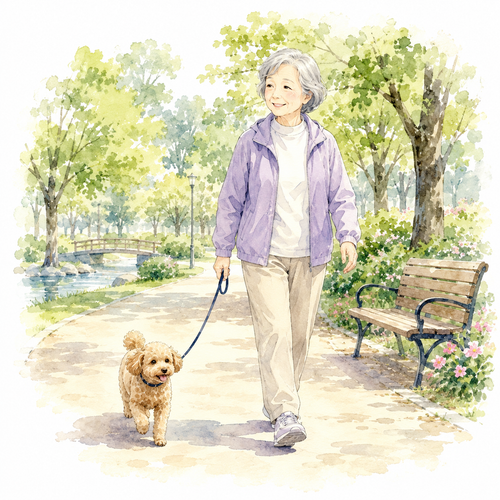 139. 散歩します［公園を〜］ — berjalan jalan di taman.png