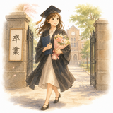 120. 出ます［大学を〜］ — tamat dari universitas