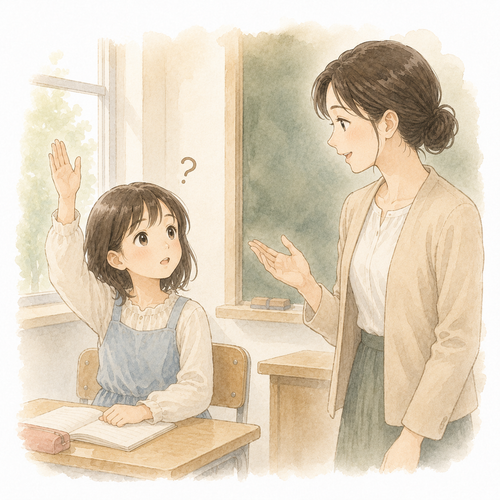 34. 聞きます［先生に〜］ — bertanya kepada guru.png