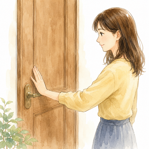 37. 触ります［ドアに〜］ — menyentuh pintu.png