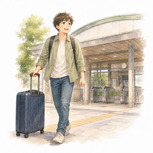 45. 着きます — tiba, sampai.png